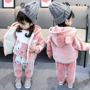 女童套装秋冬装洋气5女宝宝，三件套加绒卫衣，0-2-5岁儿童装加厚