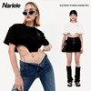 Nariele 设计感小众腰链性感纯色T恤甜辣风短款短袖圆领上衣女生