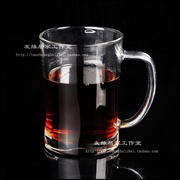 玻璃水杯家用茶杯耐热圆形，带把加厚玻璃杯，大容量杯子创意透明简约