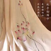春季手绘纯色仿羊绒围巾中长款女士中国风个性定制手绘