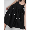 阿力仙娜茶歇法式黑色吊带连衣裙，设计带消化背带裙赫本风小黑裙