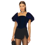 Rozie Corsets Velvet Puff Sleeve Corset Toprevolve时尚小众新