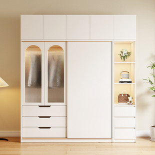 衣柜家用卧室现代简约实木，推拉门衣橱出租房用简易组装小户型衣柜