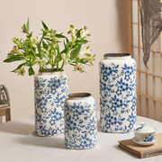 新中式青花瓷复古高级感陶瓷花瓶水养插花鲜花客厅玄关装饰品摆件