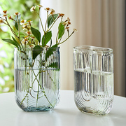 网红ins风u形玻璃，花瓶简约透明水养鲜花玫瑰，百合花瓶客厅装饰摆件