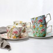 唐山骨质瓷咖啡杯碟鸟语花香金边咖啡具欧式奢华英式红茶茶具