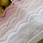 粉色水溶刺绣棉布蕾丝花边，手工diy服装，裙边衬衣拼接布料装饰