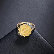 女式螺旋向日葵戒指不锈钢，金色波西米亚指环，时尚珠宝结婚戒指