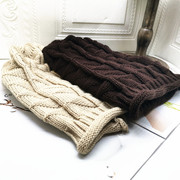 男女秋冬季青年米色绒线，针织帽少年休闲三角花纹咖啡色毛线帽