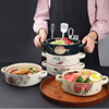 日式手绘陶瓷餐具家用双耳防烫面，碗家用菜碗水果沙拉碗吃面碗菜盆
