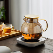 2v06轻奢泡茶壶玻璃水壶耐高温家用花茶壶带过滤茶水分离冲茶壶