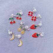 耳夹无耳洞女2023水果草莓，假耳环套装，可爱儿童耳饰简约清新