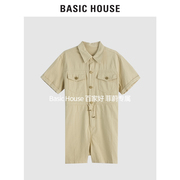 Basic House/百家好BH23夏季工装连体裤女短裤通勤B0143B55092