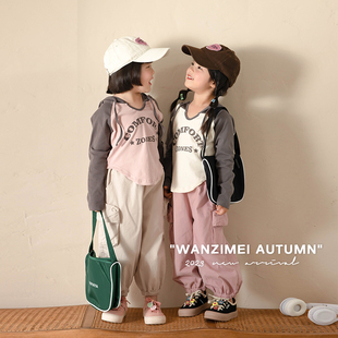 sasa的丸子妹女童卫衣，秋季插肩袖连帽儿童上衣两色小女孩童装时髦
