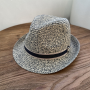 夏季女帽子遮阳帽英伦草帽沙滩男士，卷边爵士帽法式复古草编小礼帽