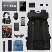 韩版露营双肩包背包男抽绳大容量书包中学生休闲旅行旅游包行李包
