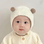 宝宝帽子冬款儿童护耳帽秋冬季男童毛线帽冬天女童可爱婴儿针织帽
