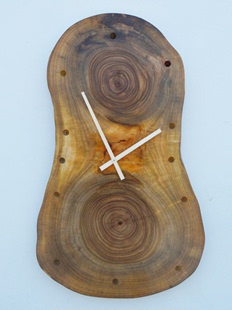 昆园原木质年轮时钟表复古田园个性静音实木挂钟客厅大号创意壁钟