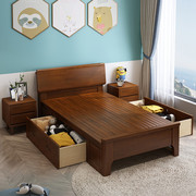 实木床单人床1.2米橡木床1.35小户型小床1.51.8m气压高箱储物床