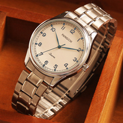 钢带男手表 简洁12数字清晰刻度女表 实用型钢带表 石英手表