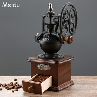 手摇磨豆机咖啡豆研磨器手磨咖啡机，家用复古磨豆器小型磨粉机器具