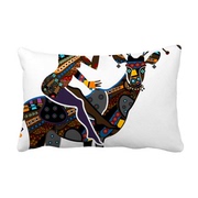 非洲黑人部落吹号女人与鹿抱枕靠枕腰枕沙发靠垫双面含芯礼物