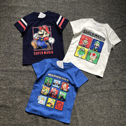 马里奥童装衣服儿童超级玛丽短袖t恤男童裤子纯棉SuperMario服装.