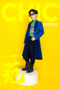 1012儿童摄影主题新岁大男孩，拍照服装韩版影楼，摄影服饰蓝风衣-