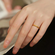 尾戒女小指高级感实心素圈戒指，仿黄金古法金磨砂光面不掉色简