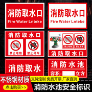 消防取水点标识牌取水口禁止堆物停车警示牌，不锈钢告示牌消防水池水泵房控制室标志牌指示牌标牌定制做