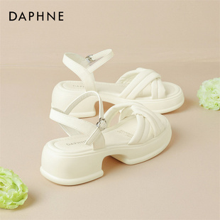 达芙妮Daphne~罗马凉鞋女款夏季外穿高跟鞋今年粗跟松糕女鞋