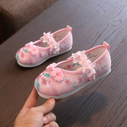 春季女童汉服鞋子中国风宝宝，舞蹈表演出鞋，儿童绣花鞋宝宝布鞋