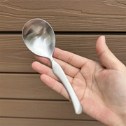 纯手工打磨18-10不锈钢圆头勺 砂光饭勺 汤勺单人勺早餐粥勺