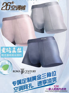 罗马世纪26°空调裤夏季男士无痕平角，内裤重磅真丝莫代尔2021