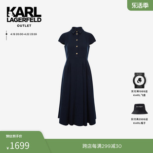 karllagerfeld卡尔拉格斐法式衬衫裙，气质简约收腰蕾丝边连衣裙女