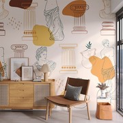 欧式抽象墙纸艺术墙布高端大气服装店背景墙壁纸装修简约 壁布