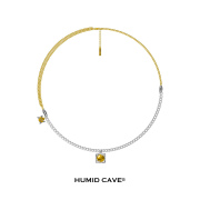 HUMID CAVE 中性风格原创设计金银双色拼接双吊坠项链 汪苏泷同款
