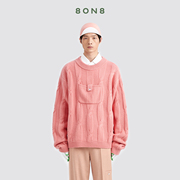 8ON8 宋亚轩同款 粉色白色大麻花口袋毛衣针织