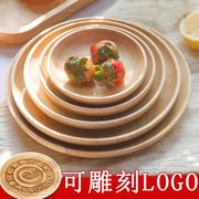 日式实木质木碟子ins托盘圆形水果盘面包，点心木质牛排木盘子餐具