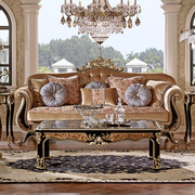凤凰美居欧式奢华公爵沙发，茶几套组，品质仿古彩绘实木法式家具装饰