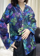 rx高端原创设计蚕，丝棉扎染印花丝棉衬衣女士衬衫