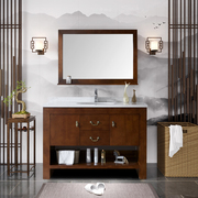 现代新中式高端实木浴室柜组合落地柜整体卫浴柜，卫生间洗漱台定制