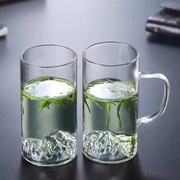 日式观山杯 耐热加厚双层隔热玻璃茶杯 大容量家用创意玻璃绿茶杯