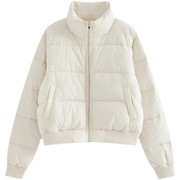 白色短款羽绒棉服女2023年冬季韩版修身立领面包服小个子棉衣外套