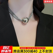 韩国夸张大圆珠多层项链暗黑冷淡风锁骨链气质个性设计颈链项饰女