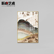 新中式晶瓷画客厅装饰画，沙发背景墙创意挂画抽象餐厅壁画电表箱画