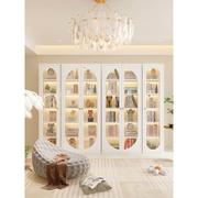 法式玻璃门书柜现代奶油，风置物柜，储物柜家用书架客厅展示柜收纳柜
