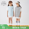 日本LIVHEART儿童条纹拼接短袖连衣裙夏季女大童中长款T恤裙