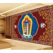 唐卡十相自在藏式壁纸藏族酒店背景墙纸客厅吉祥如意壁画壁布墙布