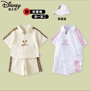 disney迪士尼儿童运动套装男童，女童夏装小童宝宝短袖polo衫两件套